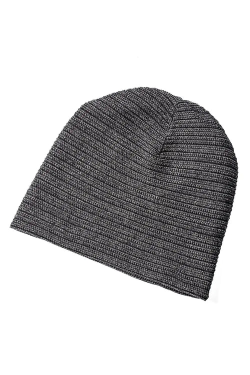 Knit cap high twist cotton stripe Black - DEVOA