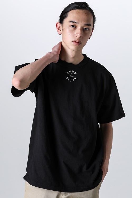 BORN X RAISED × SAINT Mxxxxxx BORN SAINT Short sleeve T-shirt Black - SAINT Mxxxxxx