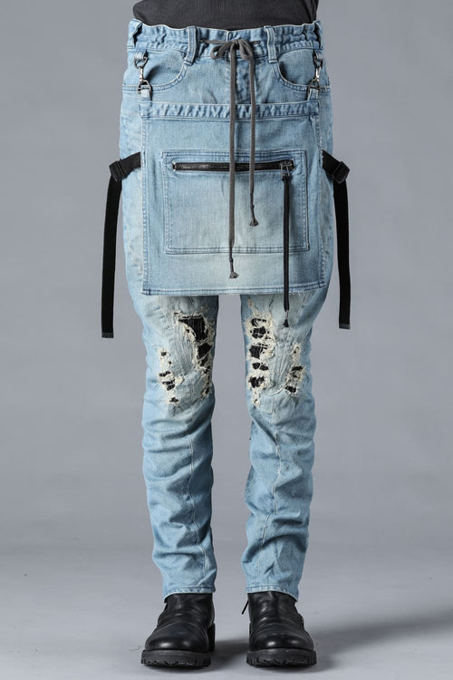 Bum Flap Distressed Denim Drop Crotch Slim Pants - D.HYGEN