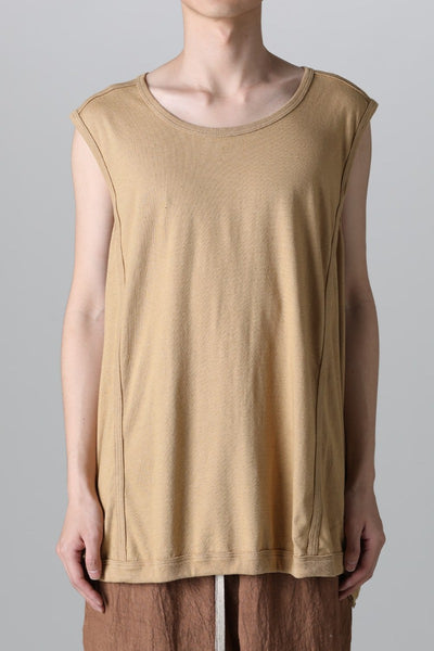 SLEEVELESS TEE Cotton Hemp Jersey YELLOW BEIGE - O PROJECT