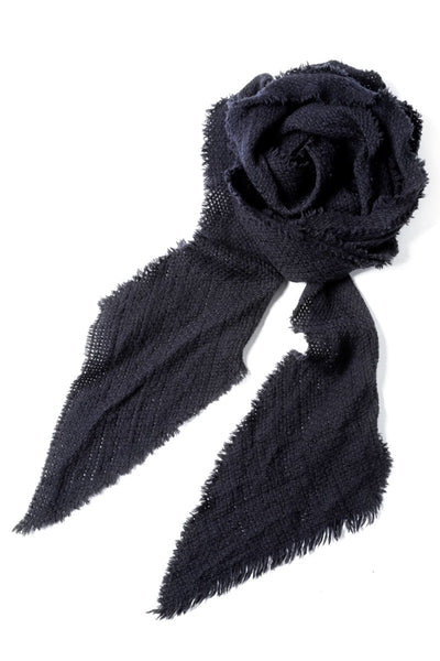 Stole Loose Weaved Wool Black - NOUSAN