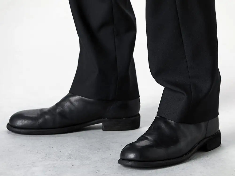 Maison Margiela - Recommended drawstring pants to be worn alone or in a brand mix. - S50KA0530 - Drawstring Pants - 988X - Back Zip Mid Boots - Horse Full Grain Leather - 988X 3-004