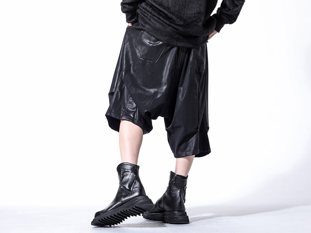 kiryuyrik / JULIUS 2023-24AW - Sarouel Shorts Created Through Collaboration - BHCC-HP34-007(Black Honey Chili Cookie × kiryuyrik Sarouel Bondage Short Pants) 847FWM1(Cow Leather Side Zip Boots) - 3-003