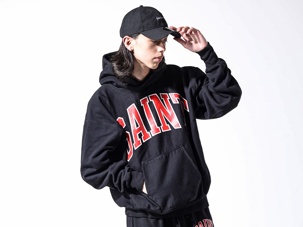 SAINT MICHAEL / Yohji Yamamoto 2023-24AW - A sweat hoodie with a natural used look.  - ARCH SAINT Hoodie Black) HJ-H94-971(New Era × Yohji Yamamoto 930CS YY Logo Cap) - 2-001