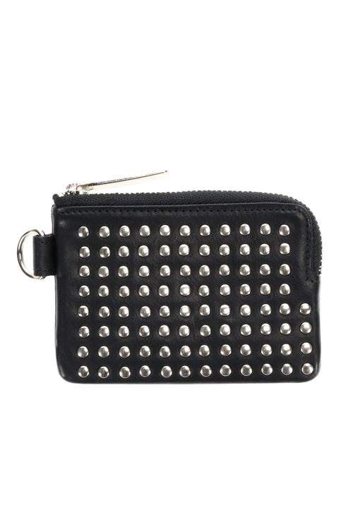 Leather coin case 'all-studs' Silver - PATRICK STEPHAN