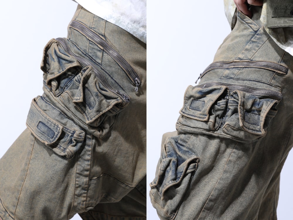 JULIUS 2024PS - Brushed up cargo design - 847PAM8-ID(10.5oz Stretch Denim Cargo Short Pants Indigo) - 3-004