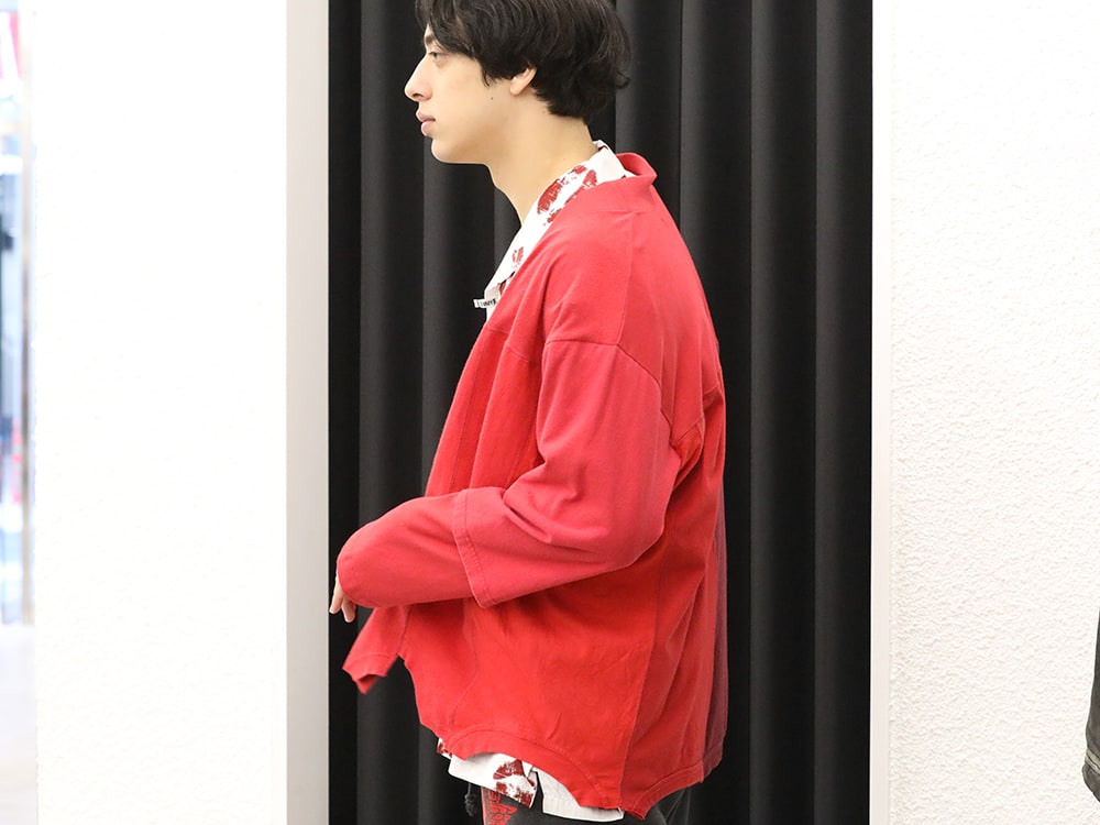 ink 2024SS - Cardigan with retro vibes - ink23-05-Red(Upside Down Cardigan Red) - 2-002