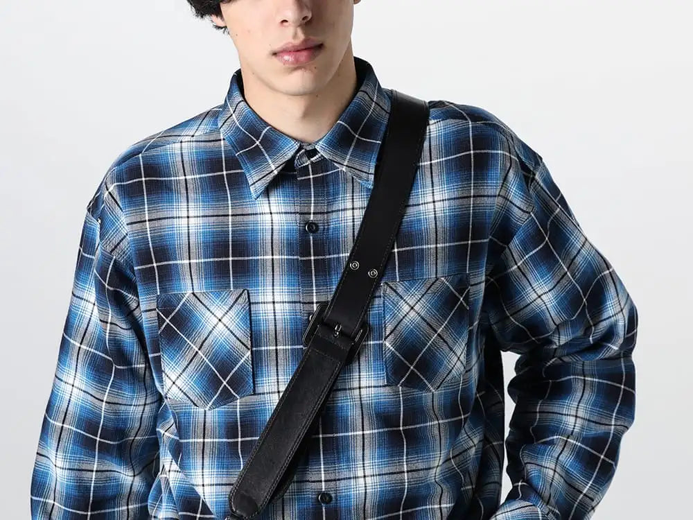 Rafu 24SS  - Selected the Most Standard Design of Checkered Shirts Offered by Rafu - Rafu001-Blue - Standard shirt Blue - SB1WG0028 - Glam Slam Classic Small Bag 2-003