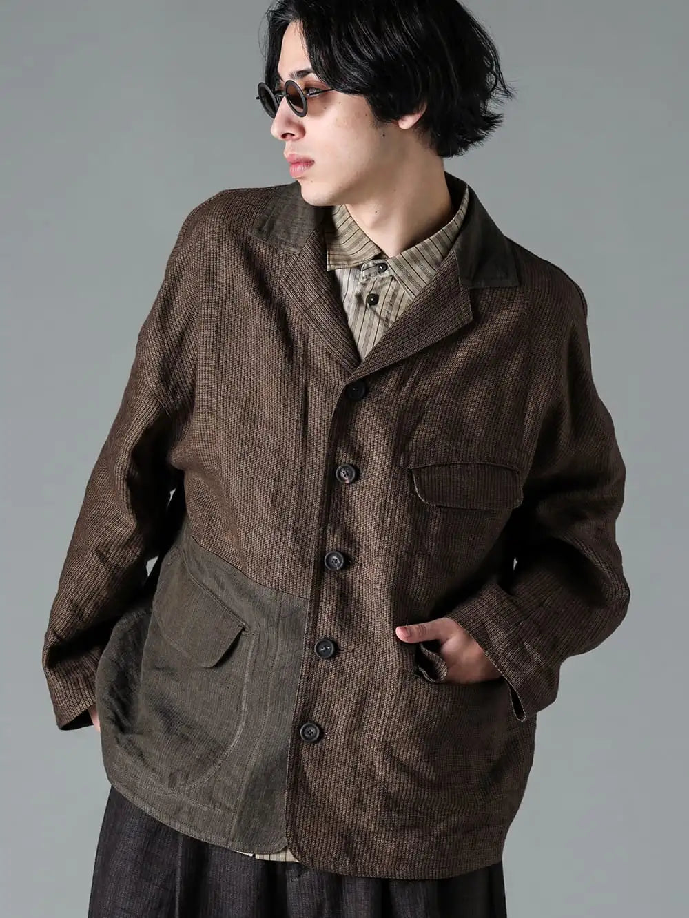 ZIGGY CHEN 24SS(Spring-Summer) styling - 0M2410917-Oversized Worker Jacket - 0M2410712-Classic Collar Shirt - 0M2410520-Extra Wide Leg Trousers 1-003