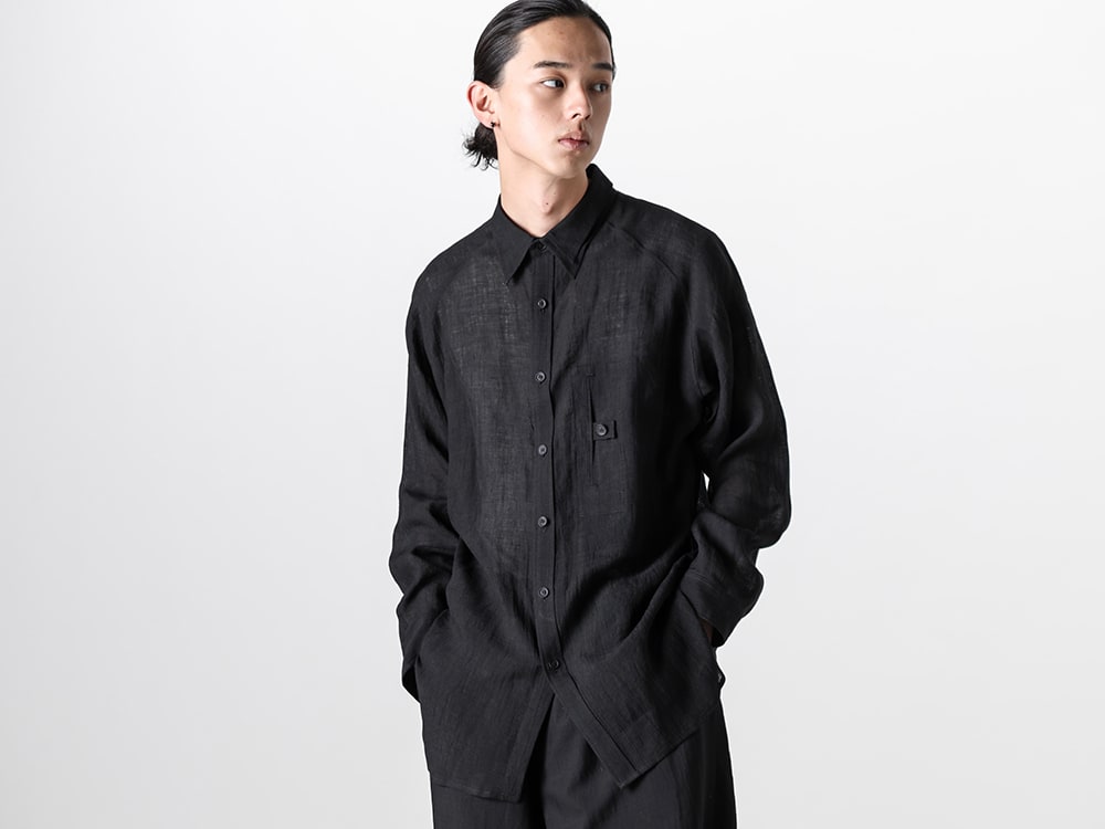 Yohji Yamamoto 2024SS - Minimalistic yet collectible pieces - HS-B19-305(Double Left Collar Placket Blouse) - 2-010