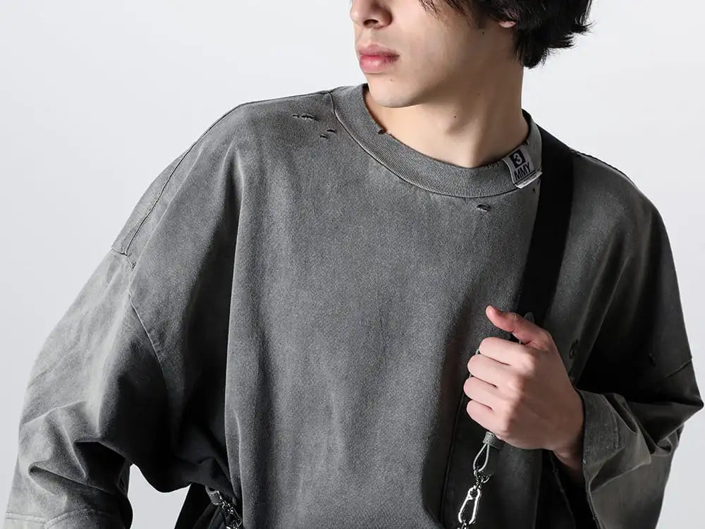 Maison MIHARA YASUHIRO 24SS - The fresh super oversized silhouette of the「Sun-faded Huge T-shirt」! - B12TS621-Black - Sunfaded Huge Tee Black - A12BG702-Khaki - T-Rex Bag Khaki 2-004