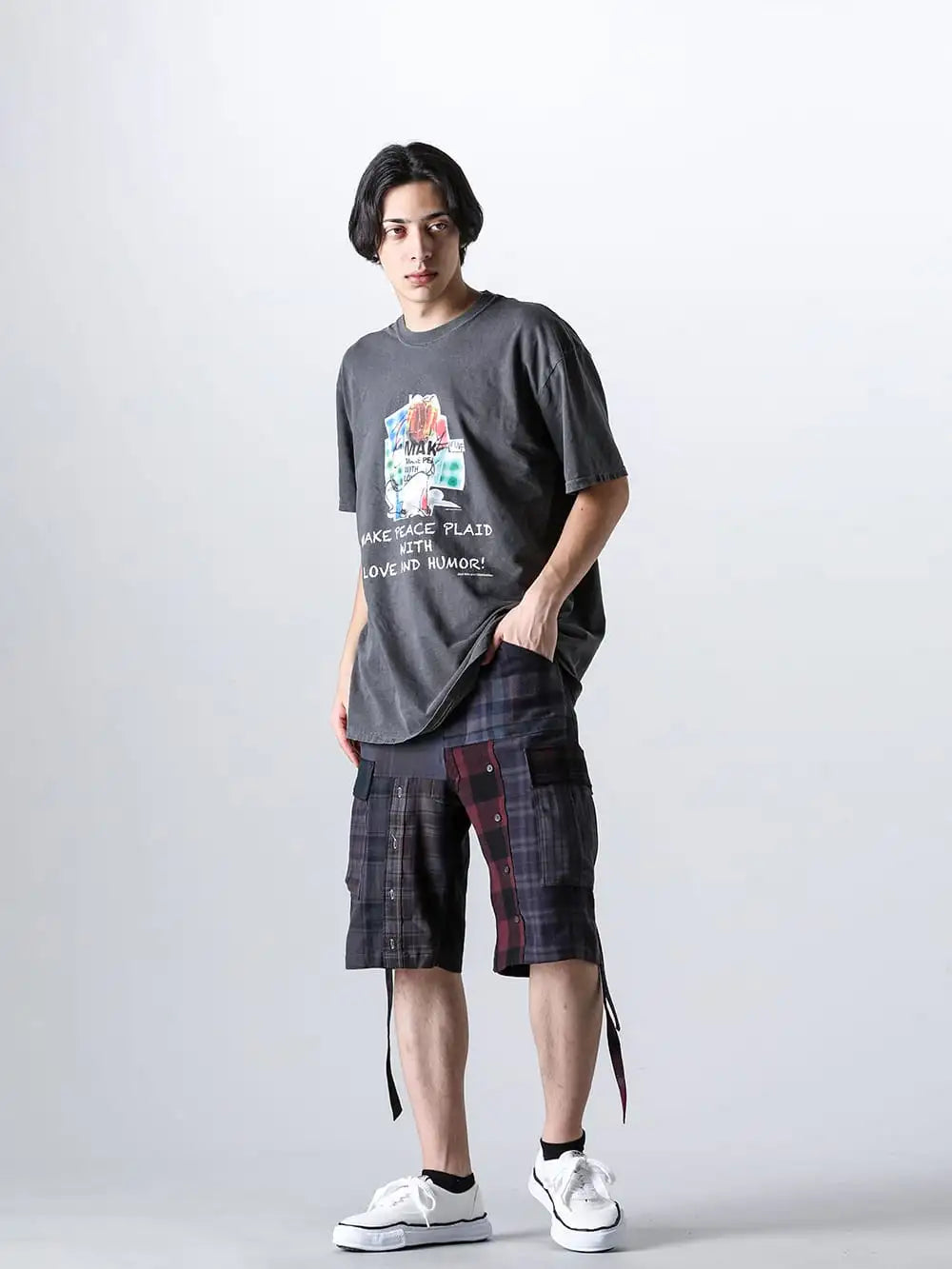 Rafu 24SS (Spring/Summer) - Rafu - 24SS (Spring/Summer) collection Remake Shorts Style #3 - Rafu033-Band T-shirt A Black - Rafu031-M1-Remake Shorts - M3 - A02FW704-white-classic-BAKER Original sole canvas Low cut sneaker White 4-001