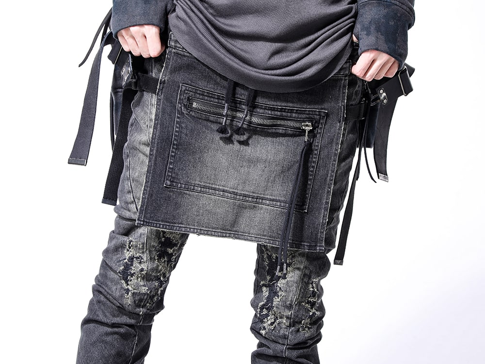 D.HYGEN 2024SS - One influenced by punk culture - ST107-0424S(Bum Flap Damaged Denim Drop Crotch Slim Pants) - 3-004