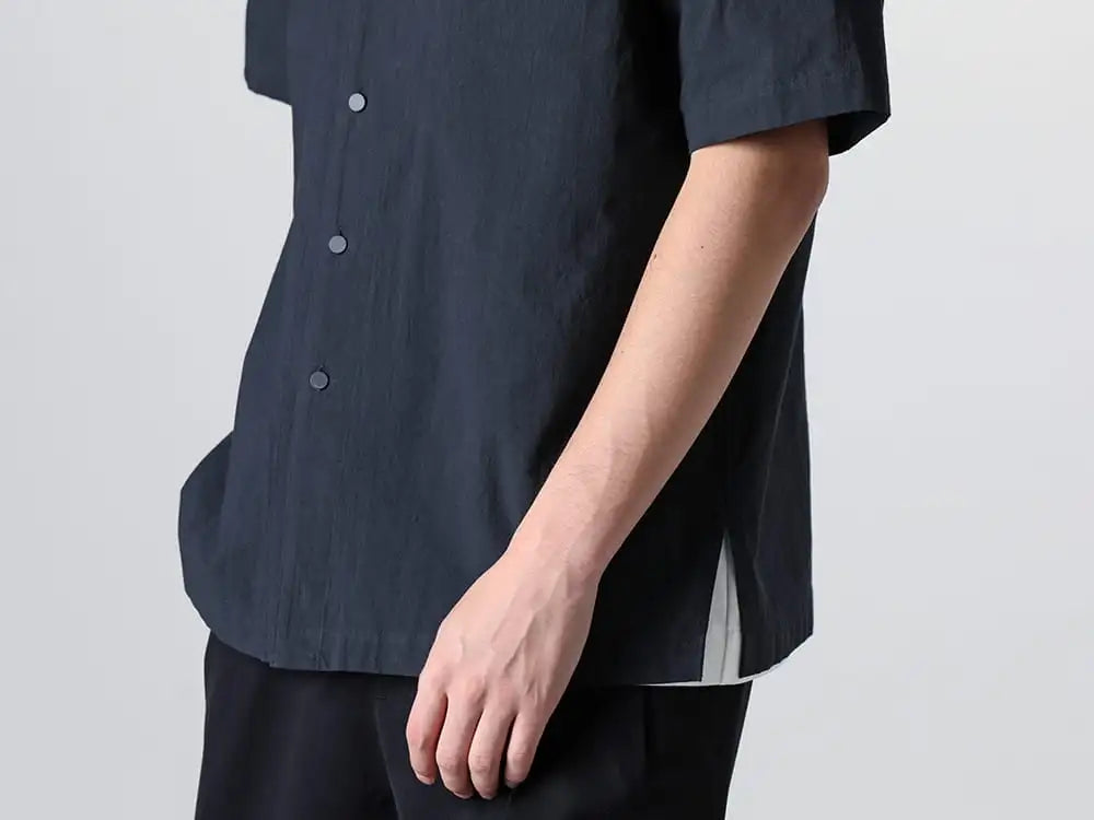 IRENISA  24SS  - Short Sleeve Shirts Dominating Spring/Summer - IH-24SS-B028-AZ - Slash Pocket Short Sleeved Shirt Navy - IH-24SS-T006-AG-White-White-cord - Short Sleeved T-Shirt White × White cord 2-004