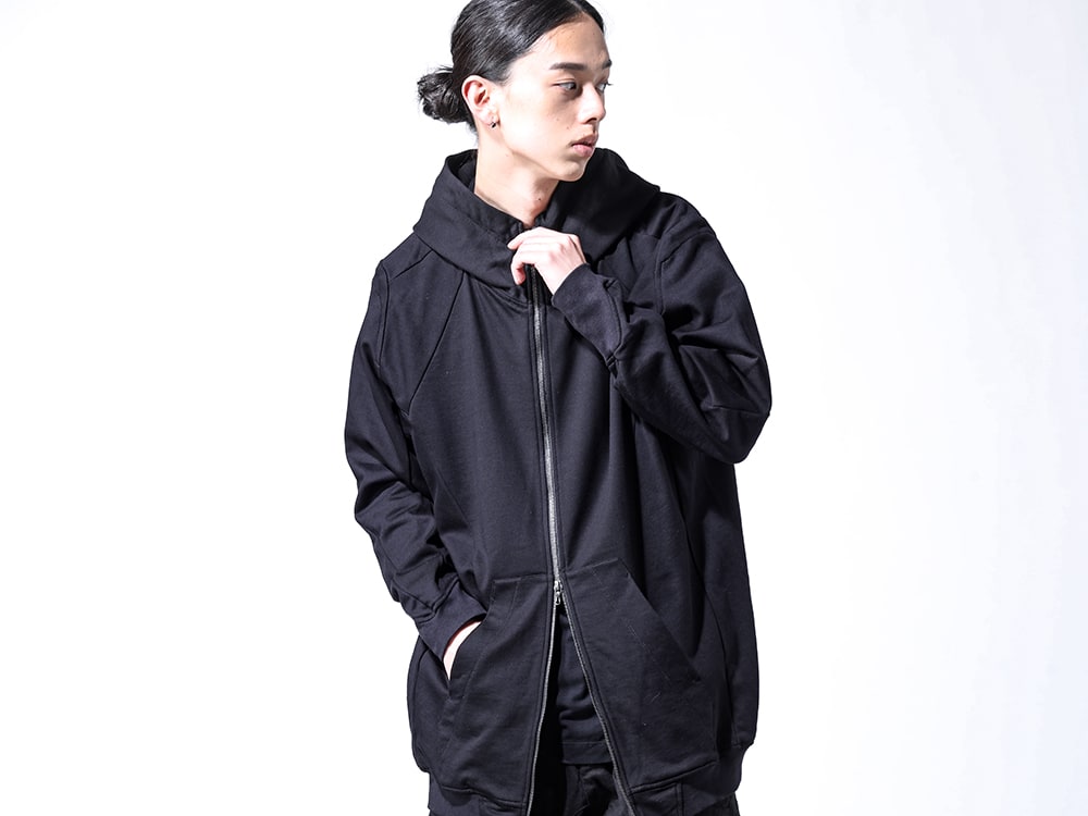 JULIUS 2024SS - Cut sew innerwear with the brand's unique kite silhouette - 857CUM1-Black(Cotton Sweat Zip Up Hoodie) - 2-001