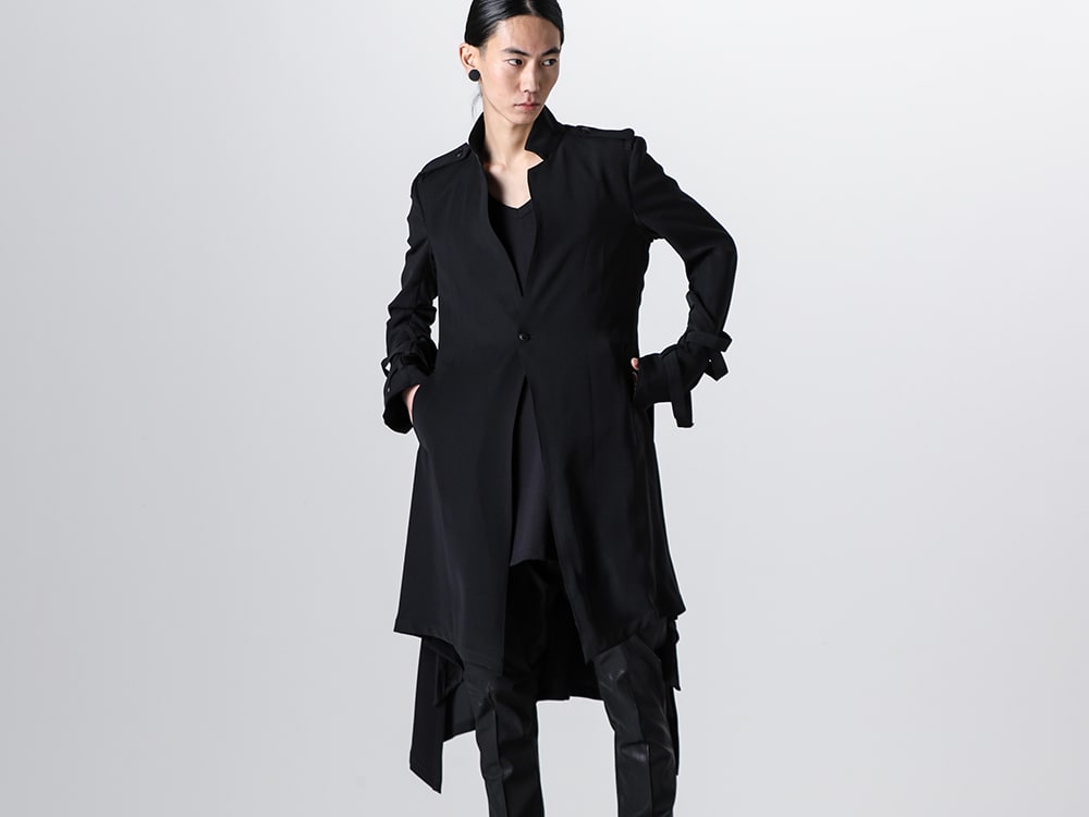 kiryuyrik 2024SS - kiryuyrik / THE ONENESS 2024SSsecond delivery is now in stock! Now available in both stores and online! - KR-HJ29-906-Black(W-Satin Suede Belted Long Jacket Black) - 1-003