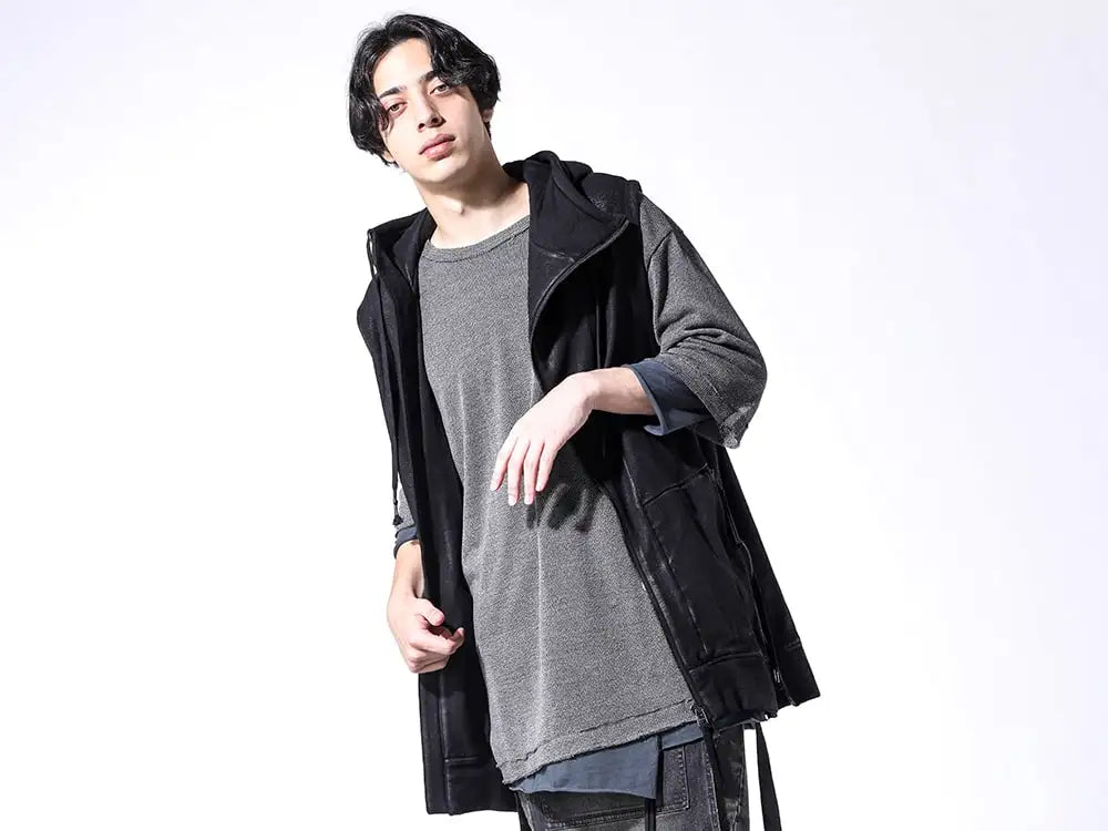 D.HYGEN 24SS(Spring Summer)  - Japanese and rayon knit - ST101-0424S Untwisted Fleece-Line Coate Hooded Vest ST101-1124S 2-001