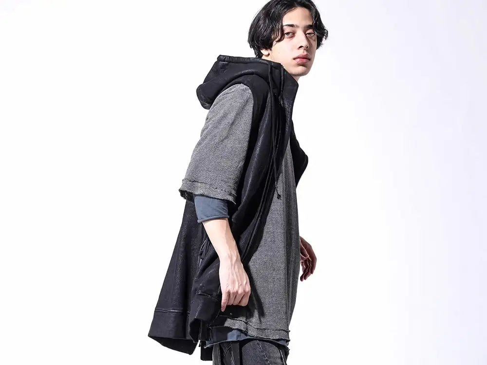 D.HYGEN 24SS(Spring Summer)  - Japanese and rayon knit - ST101-0424S Untwisted Fleece-Line Coate Hooded Vest ST101-1124S Washi x Rayon Knit Layered T-Shirt 2-003