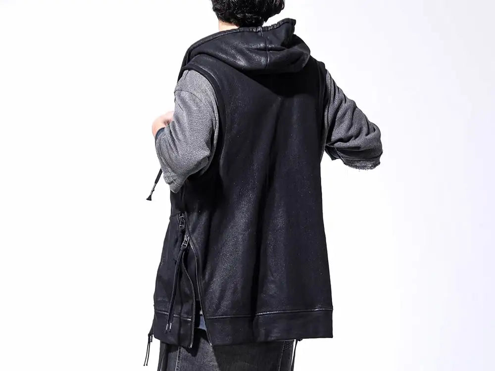 D.HYGEN 24SS(Spring Summer)  - Japanese and rayon knit - ST101-0424S Untwisted Fleece-Line Coate Hooded Vest ST101-1124S Washi x Rayon Knit Layered T-Shirt 2-004