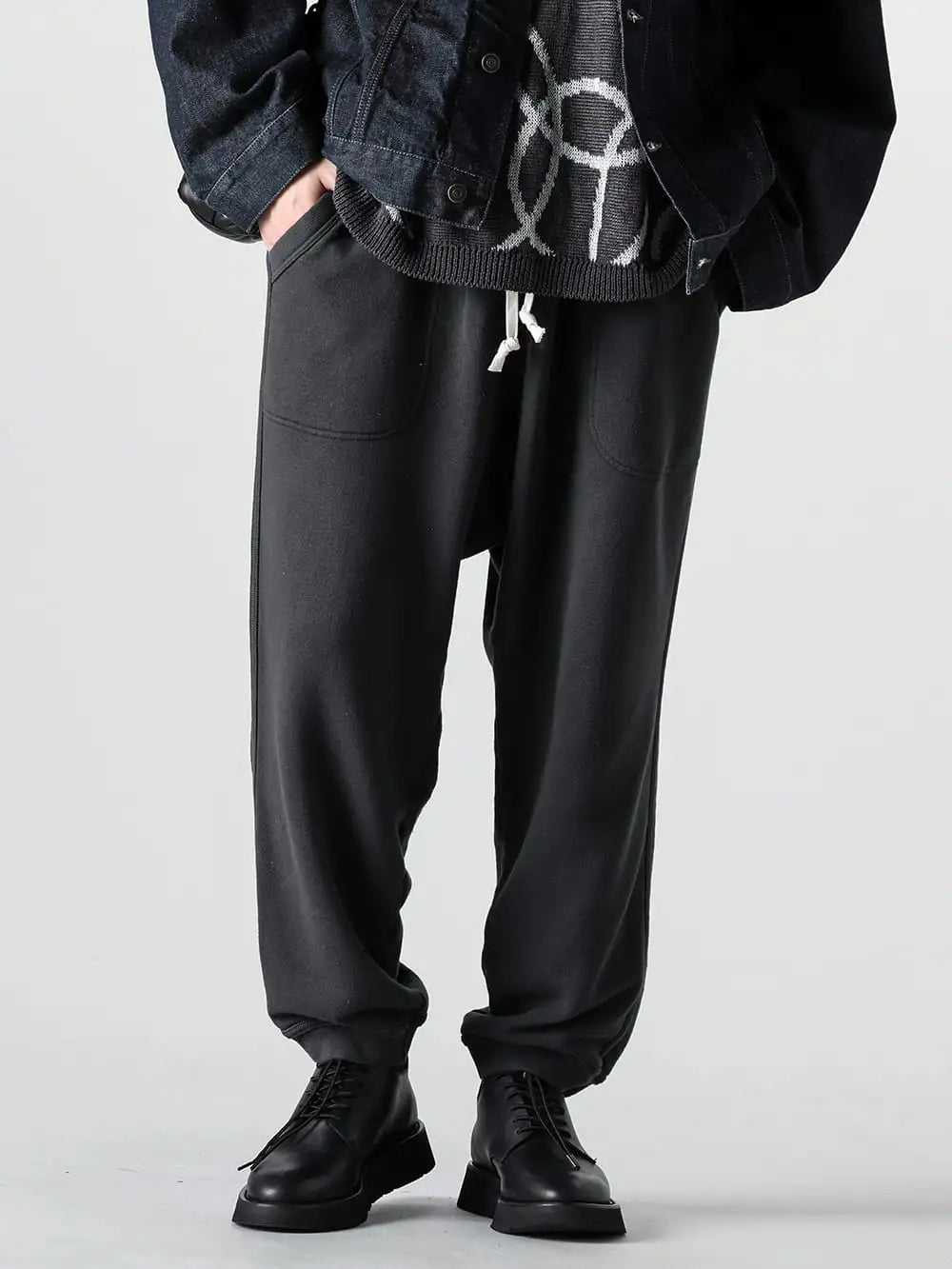 O PROJECT 24SS - Sweatpants Crafted with Exceptional Knitting Techniques - O17SWP1-BLACK - SWEATPANTS Loopwheel Sweat BLACK - RW-616 - Boston Gore 3-001