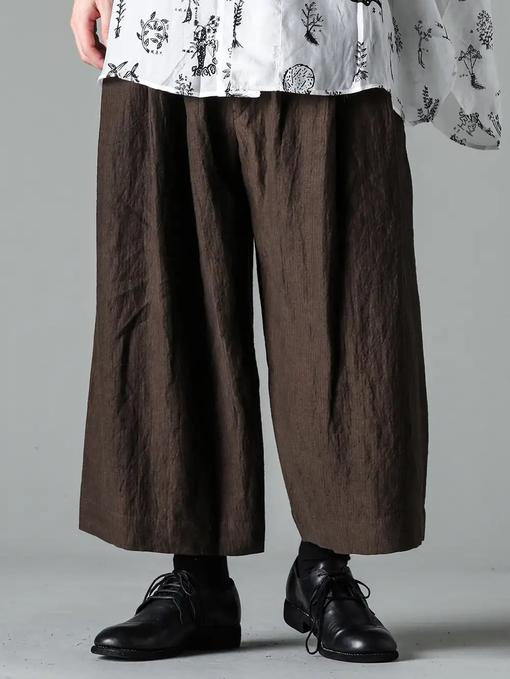 ZIGGY CHEN 24SS - Comfortable, casual fashion in a fashionable way - 0M2410509 Pleated Extra Wide Leg Trousers - 992x-black-guidi Classic Derby Shoes Laced Up Single Sole - Horse Full Grain - 992X Black 3-001