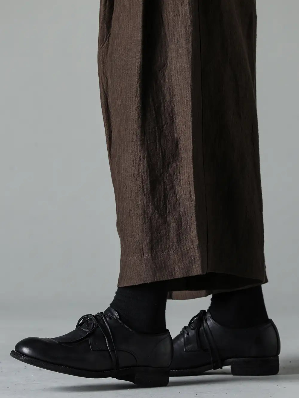 ZIGGY CHEN 24SS - Comfortable, casual fashion in a fashionable way - 0M2410509 Pleated Extra Wide Leg Trousers - 992x-black-guidi Classic Derby Shoes Laced Up Single Sole - Horse Full Grain - 992X Black 3-006
