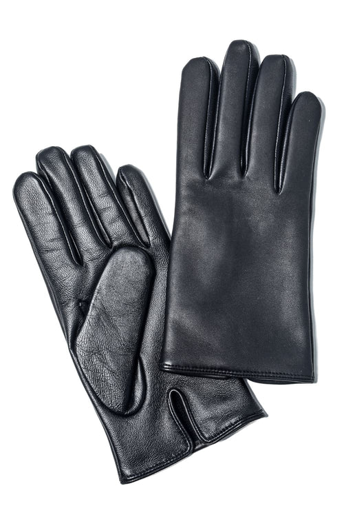 Finest Sccottish Cashmare Touch Screen Leather Glove  Black - DENTS