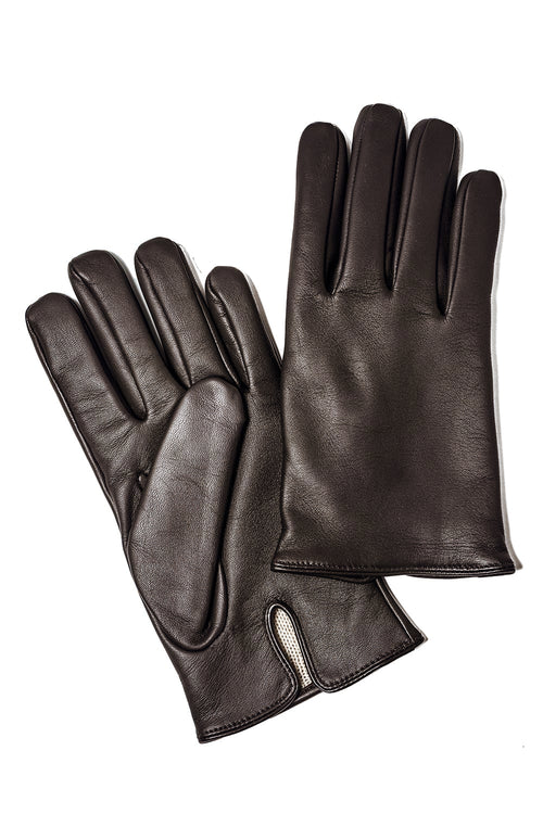 Finest Sccottish Cashmare Touch Screen Leather Glove  Brown - DENTS