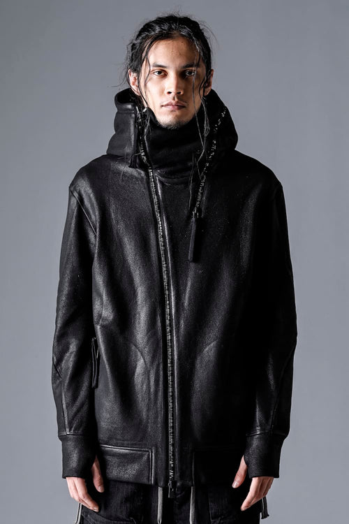 Untwisted yarn fleece-lined coated double zip hooded jacket - D.HYGEN