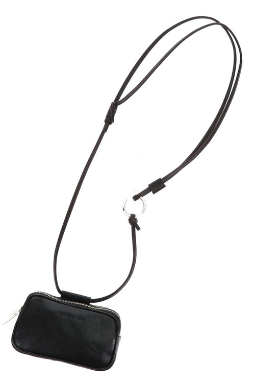Leather micro shoulder bag 'double zip'-S.BLACK-Free - PATRICK STEPHAN