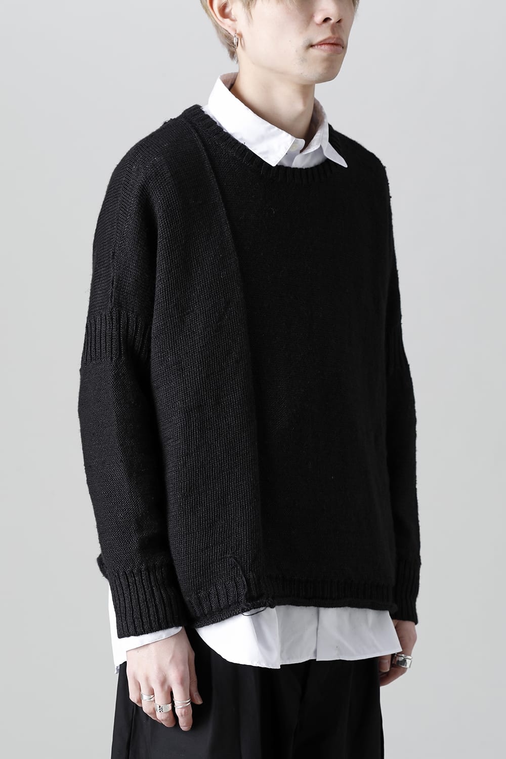 Attached loose linen Pull-Over Knit