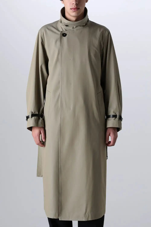 Stand Collar Coat With Leather Strap - IRENISA