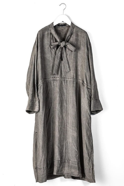 V neck Sleeve Dress Brown dye Stripe - KLASICA