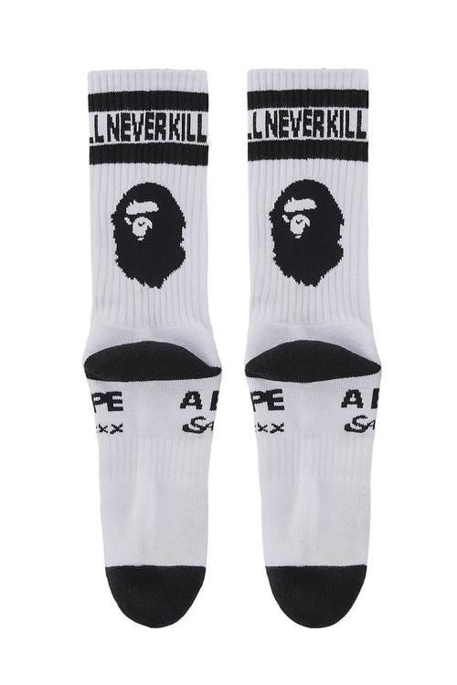 A BATHING APE® × SAINT Mxxxxxx Socks White - SAINT Mxxxxxx