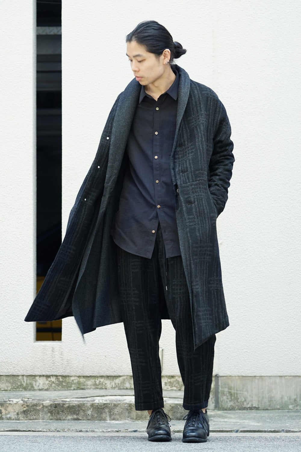 individual sentiments 18AW Grid Pattern Jaquard Wool Beaver