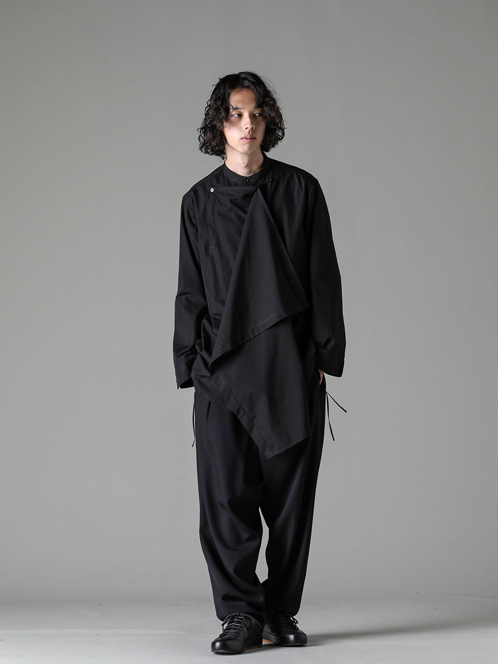 Yohji Yamamoto 23AW フロントドレープ環縫いブロードシャツ スタイル