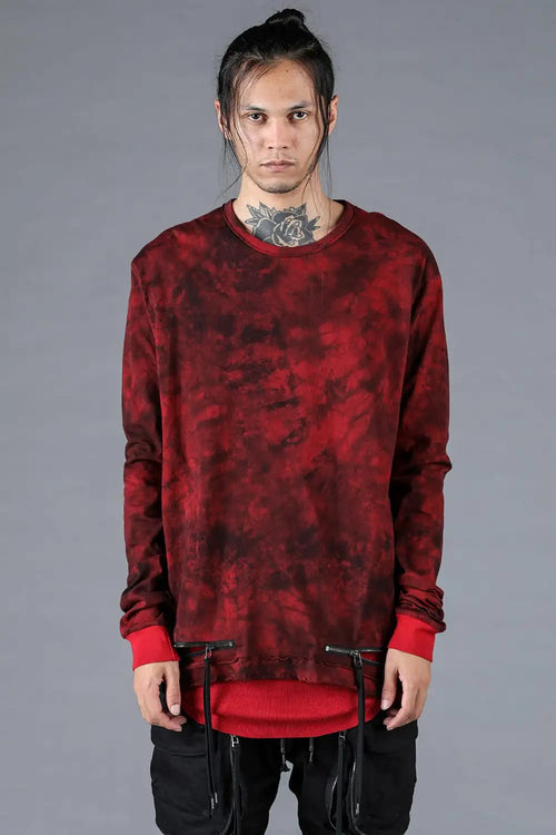 30/- Soft Cotton Jersey Zip Open Long Sleeve T-Shirt Red - D.HYGEN