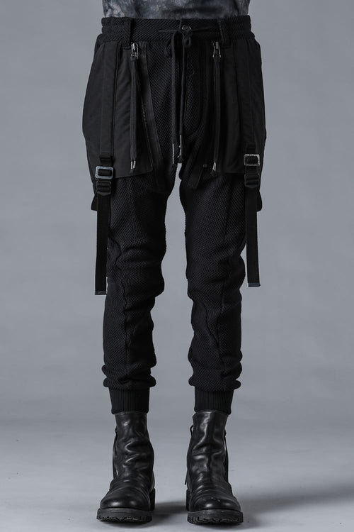 Honeycomb Cotton Jersey Suspender Drop-Crotch Jogger Pants - D.HYGEN