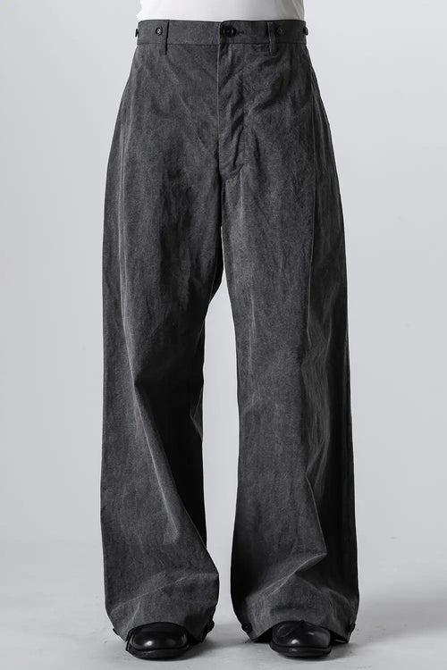 Side Tucked Wide Straight Trousers Sumi Black - KLASICA