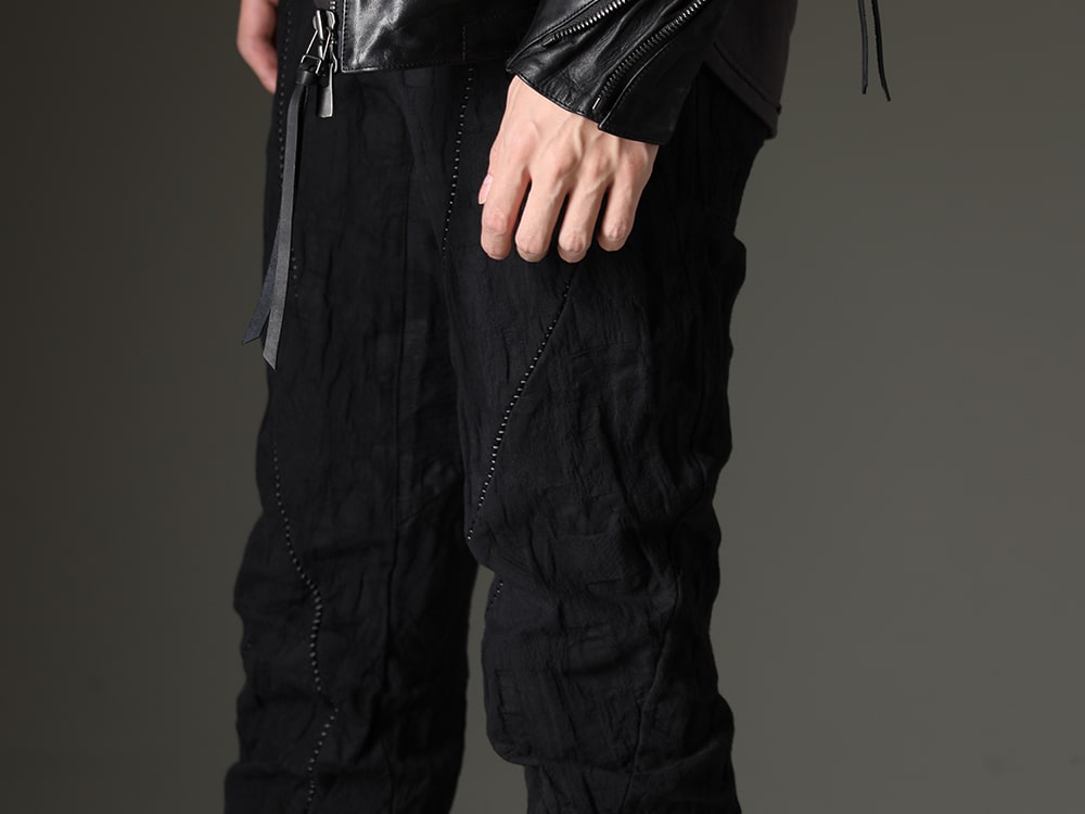 ディーハイゲン 2023-24AW - 見出し3 - ST107-0123A-Black(SCABパッチワークジャガードストレッチコットンオーバーロックツイストカーブスリムパンツ ブラック) - 3-004