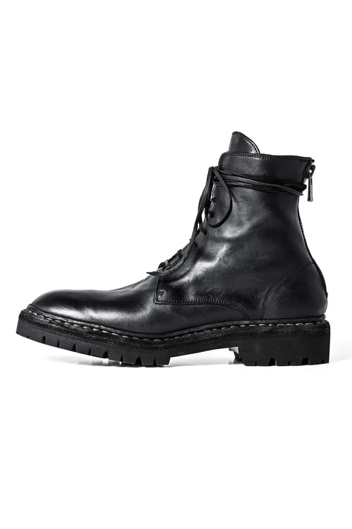 Norvegian welted Vibram-sole Back Zip Race Up Boots Horse Full Grain - 795BZV_N - Guidi