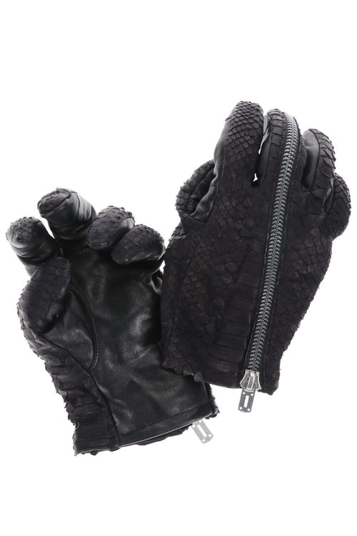 Python x Horse Leather ZIP Gloves - D.HYGEN