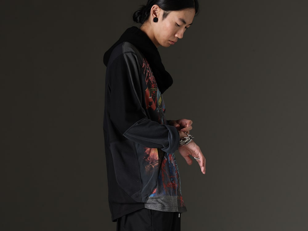 ink / TAKAHIROMIYASHITATheSoloist. 2023-24AW - The one-of-a-kind ink crack T-shirt. - ink23AW-09-L3(Crack Band L/S T-shirt - L3) sk.0014bAW23-Black(lambs wool huge balaclava Black) sa.0036SS23-Silver(Bone Shaped Carabiner Bracelet.-S- Silver) sa.0039AW23-Silver(angel hair bracelet Silver) sa.0063AW23(bone shaped victory ring) sa.0062AW23(bone shaped band ring) - 2-002