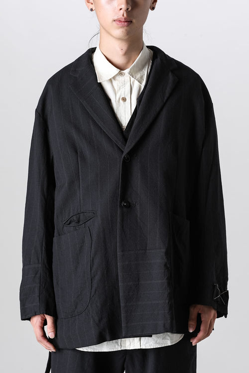 Patch Worked Relax Fit Blazer Stripe Serge Wool HERBIE - KLASICA