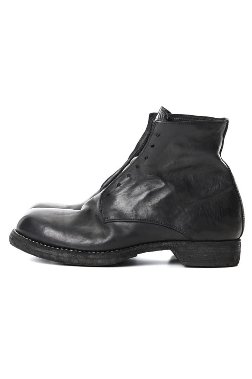 ミリタリー レースアップブーツ - ホース フルグレイン レザー Black - Guidi