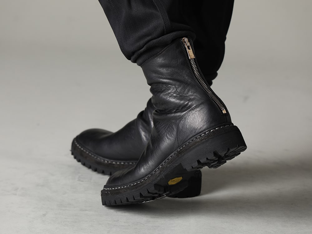 GUIDI 2023-24AW - Incorporating brand's signature military details - 796V_N-BLKT(Back Zip Boots Sole Rubber Norwegian Process - Horse Full Grain Leather) - 3-008