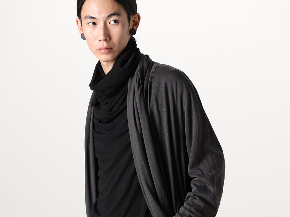 Julius 2023-24AW - 839CUM2 - Robe Cardigan - 839CUM2-Dark Gray(Robe Cardigan Dark Gray) 839CUM3-Black(Cowl Neck Long sleeve Cutsewn Dark Gray Black) - 2-011