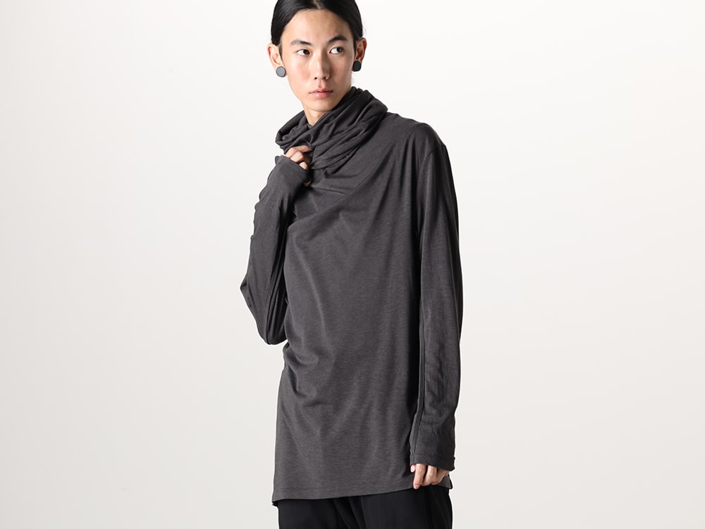 Julius 2023-24AW - 839CUM3 - Cowl Neck Long sleeve Cutsewn Black - 839CUM3-Dark Gray(Cowl Neck Long sleeve Cutsewn Dark Gray Dark Gray) - 3-007