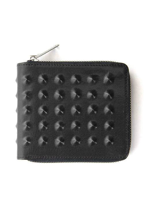 Invisible Studs Zip Wallet Black - MIHARAYASUHIRO