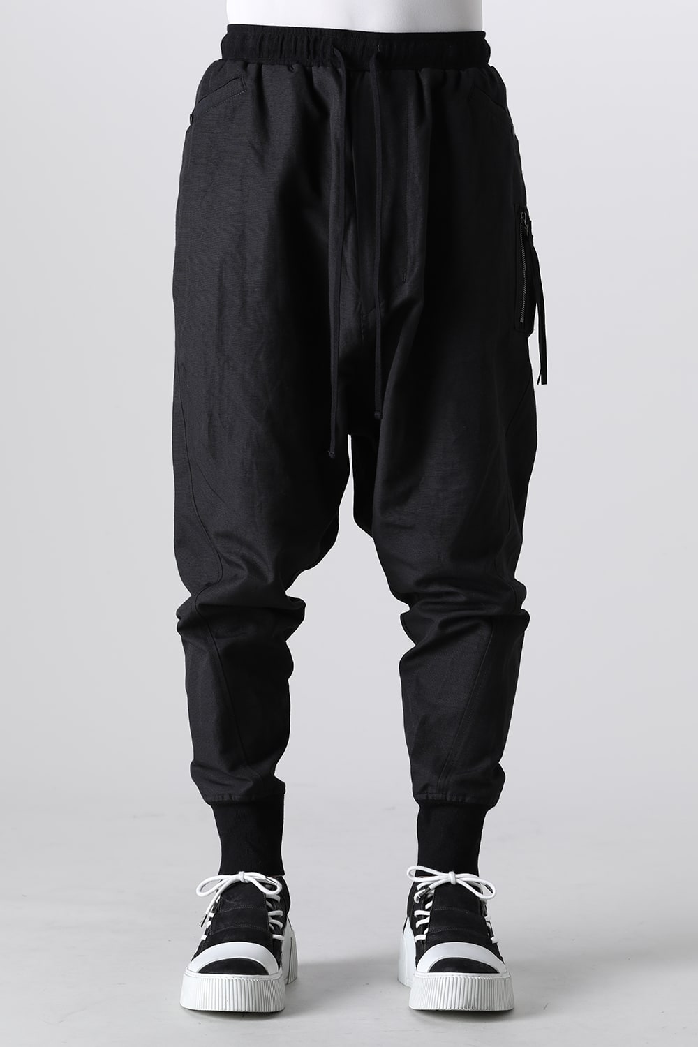Nylon/Cotton Grosgrain Sarrouel Pants Black